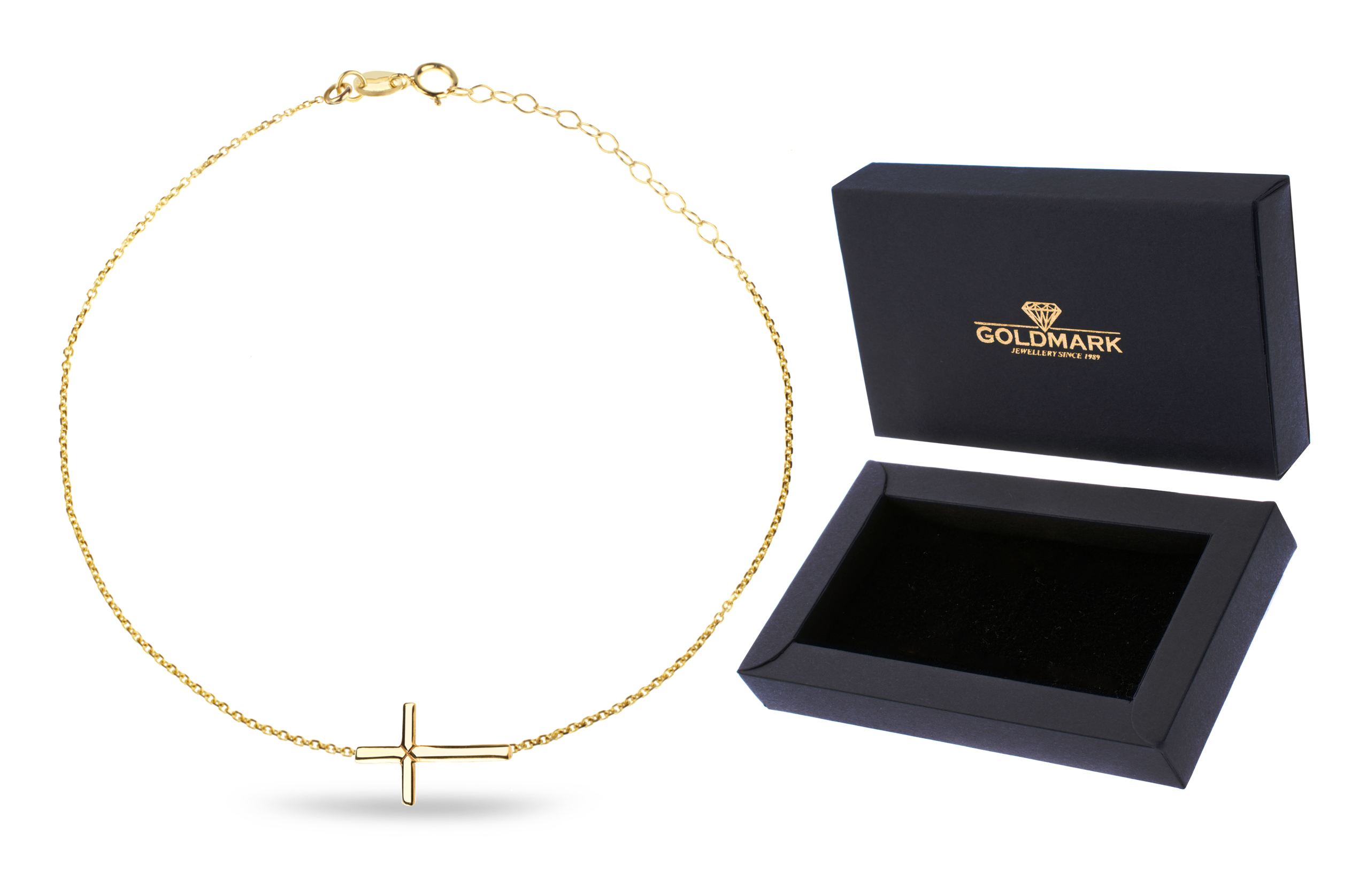 Dámský Zlatý Náramek Na Nohu S Křížkem Celebrity 585 14KT