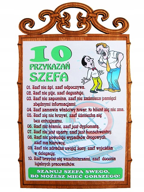 

Deska 10 Przykazań Szefa urodziny
