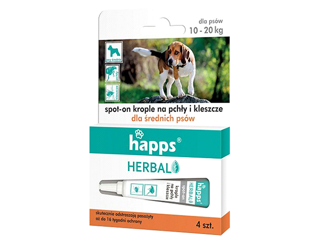 

Happs krople przeciw pchłom dla psów do 20kg 4szt.