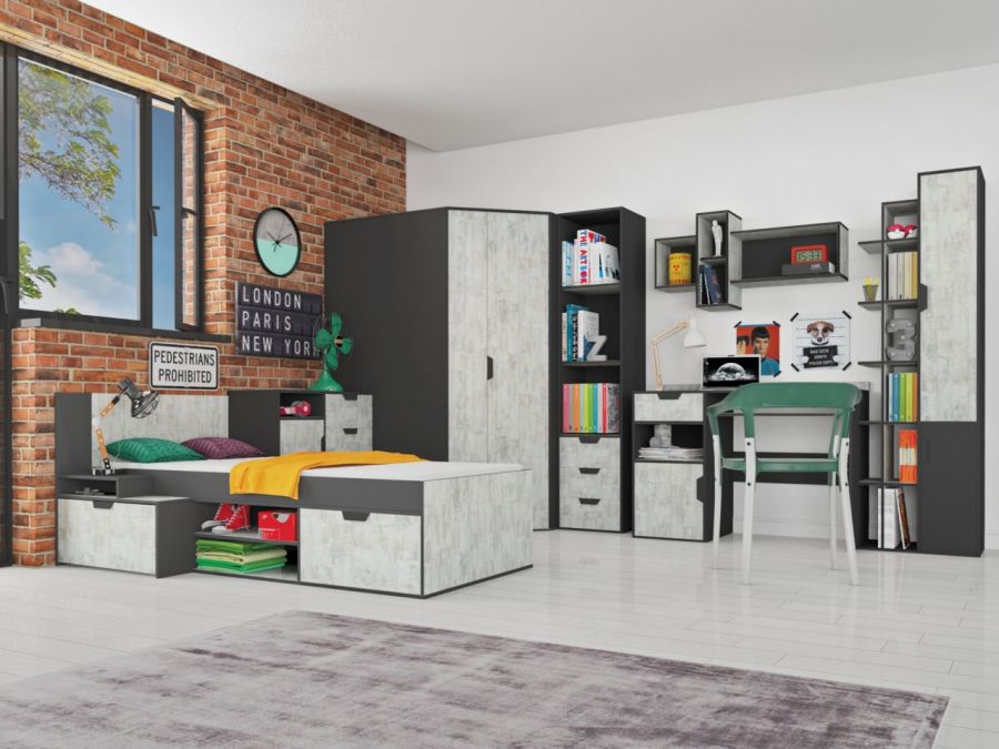 Szare nowoczesne biurko młodzieżowe 125 cm NO9 Kolor mebla odcienie szarości