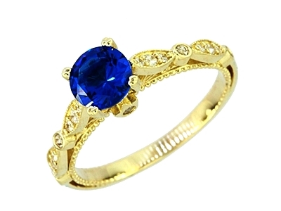 krúžok gold 585 - starožitné sapphire - Rokarte
