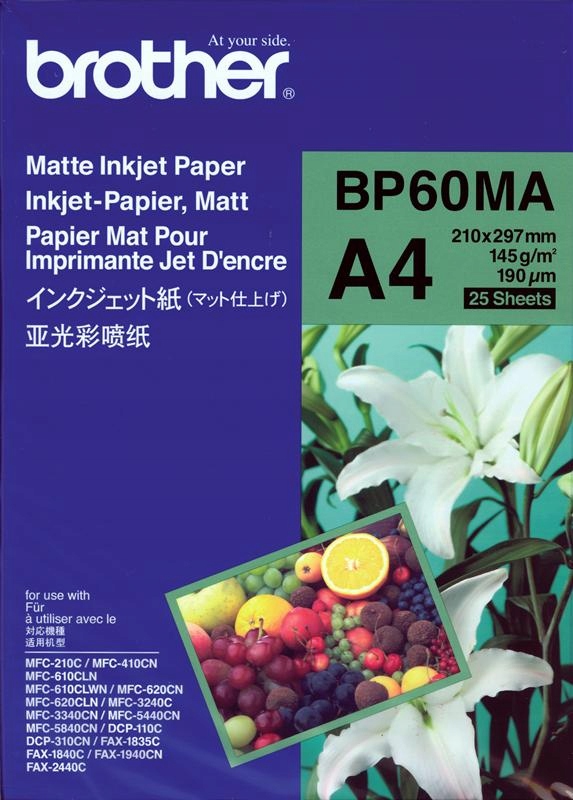 

Papier foto Brother BP60MA A4 145g 25ark Matowy