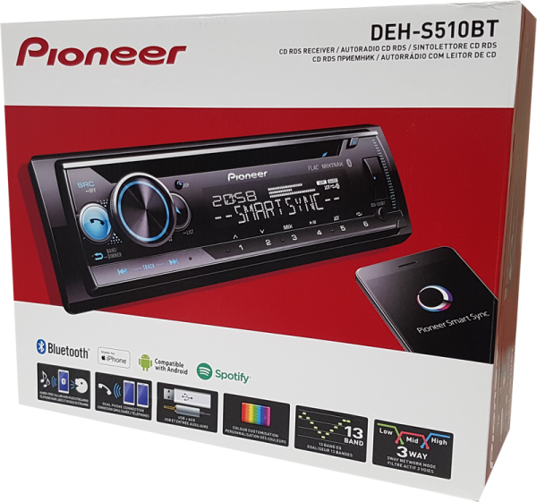 Pioneer MVH-S520BT, Autoradio 1 DIN Bluetooth 4X50W