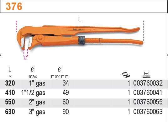 KLUCZ HYDRAULICZNY SZCZYPCE BETA 376 630MM 3'' Kod producenta 376/630