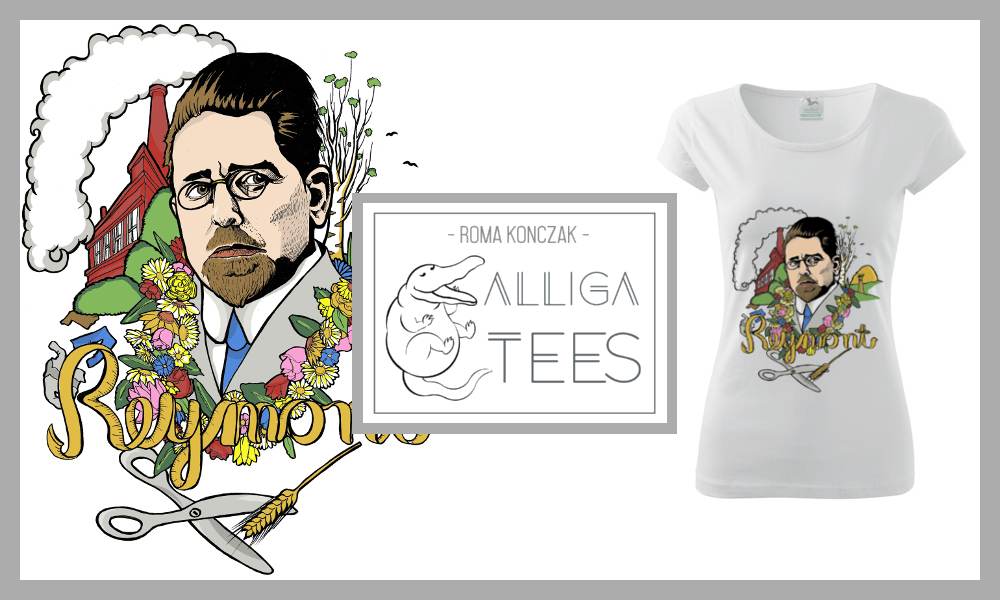 TSHIRT Designerski KOSZULKA damska S druk Reymont Marka inna