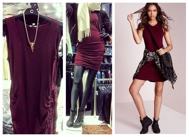 

Cubus Dresowa Sukienka T-shirt bodycon Burgund S