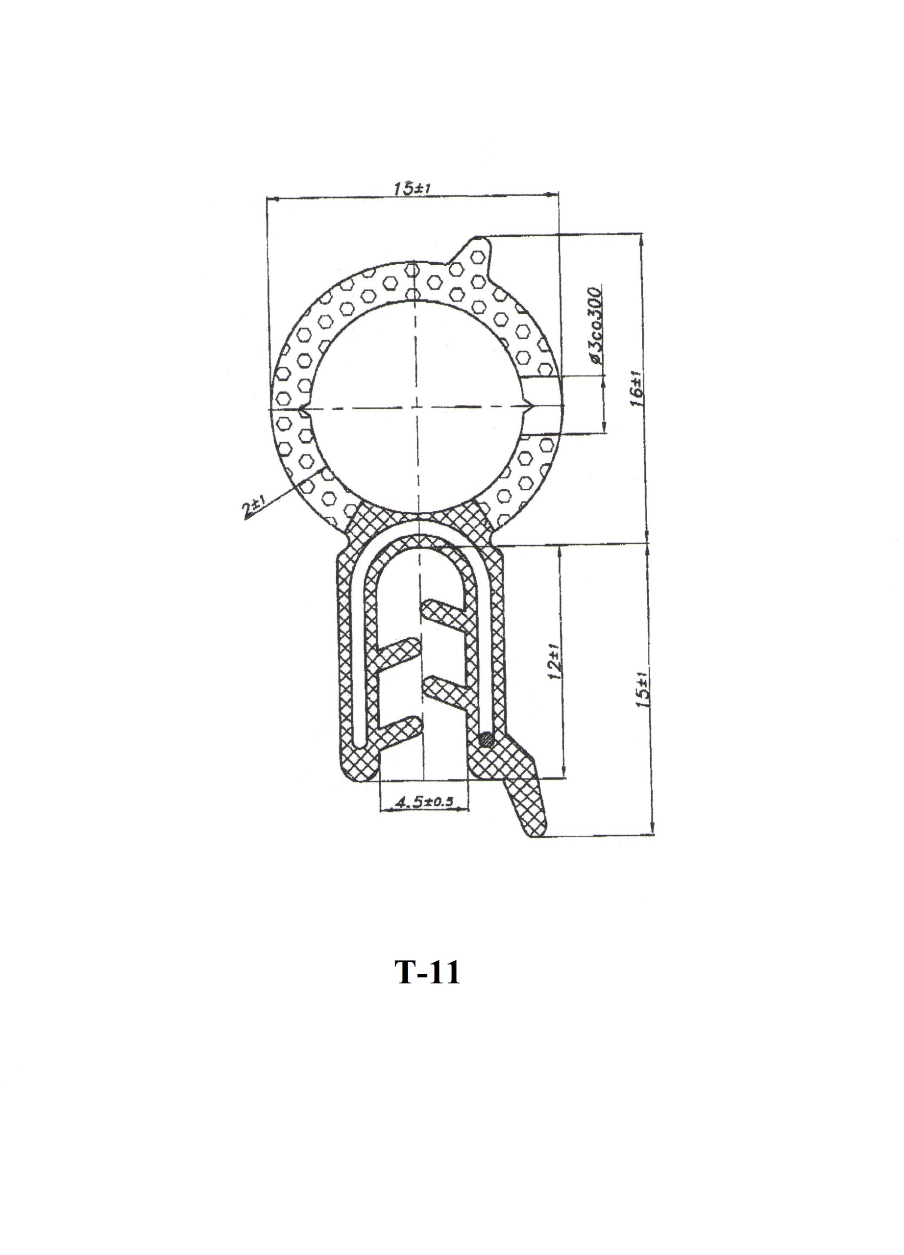 USZCZELKA GUMOWA KRAWĘDZIOWA ZBROJONA T11 Numer katalogowy części T-11