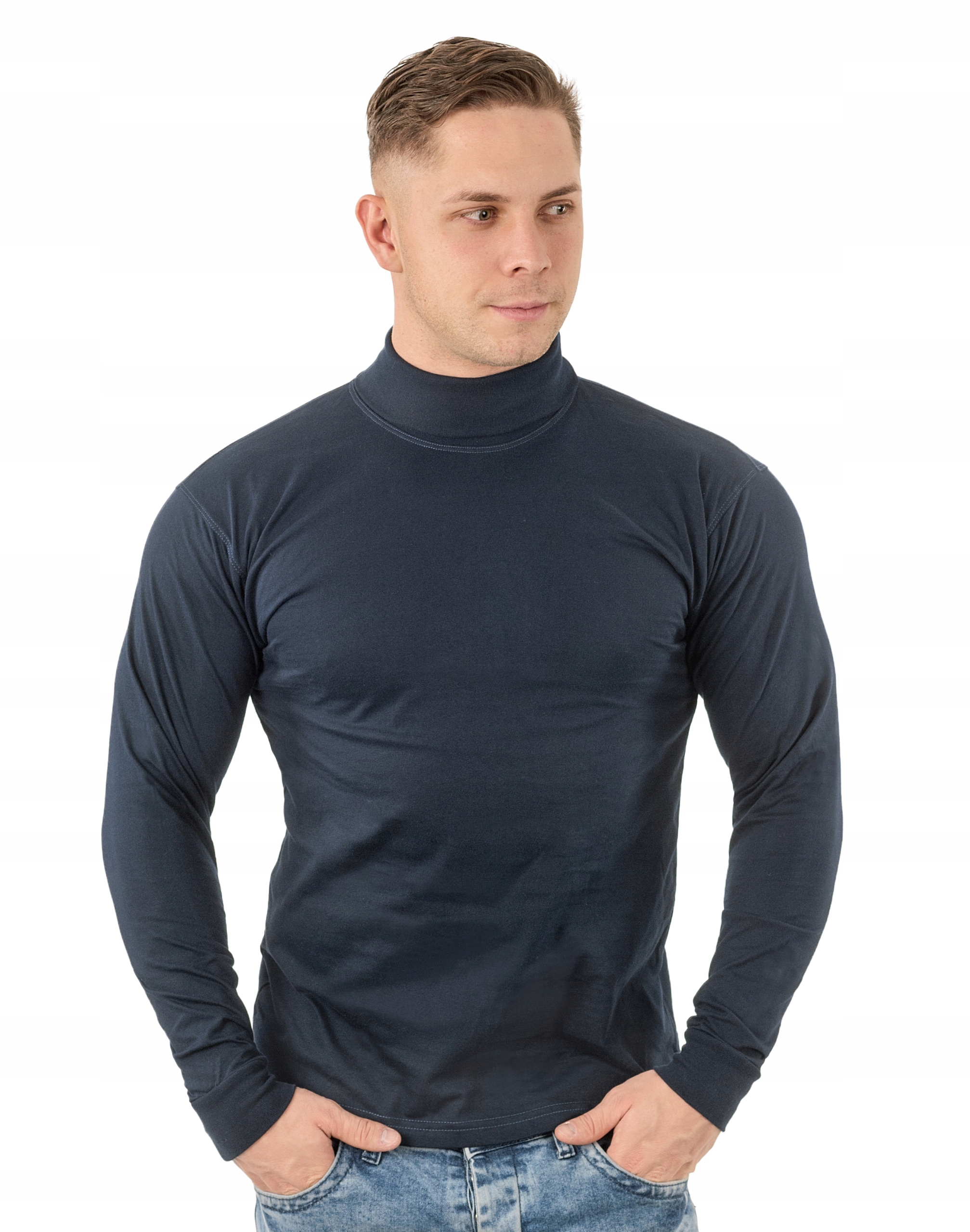 Elegancki Sweter Golf Męski Golfy WXM r L granatow