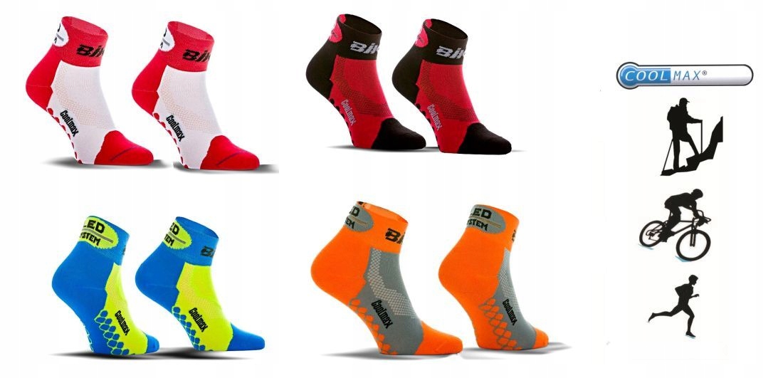 Skarpety TERMO COOLMAX BIKE LED ODBLASK 39-42 .5 Rozmiar 39-42