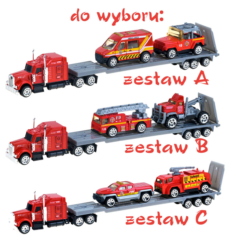 Zestaw STRAŻ POŻARNA Laweta + autka DieCast Marka inna