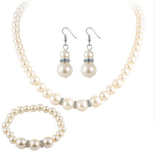 Ślubny komplet biżuterii Swarovski perły