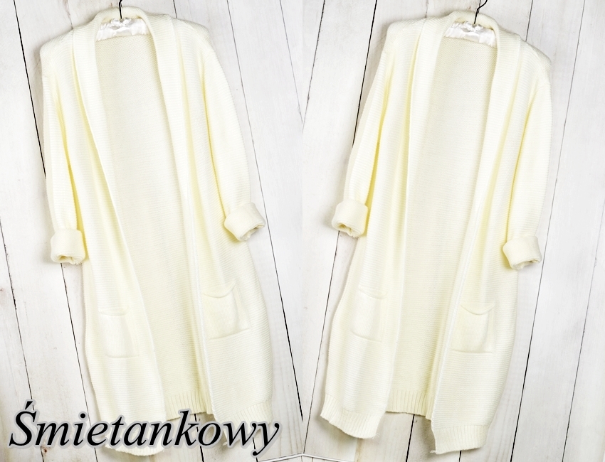 CIEPŁY TŁOCZONY KARDIGAN NARZUTKA SWETER 103 Marka bez marki