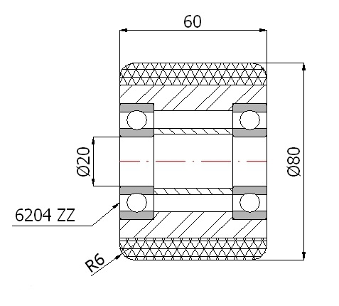 ROLKA ROLKI DO WÓZKA PALETOWEGO PALECIAKA 80x60 mm Marka Kamar