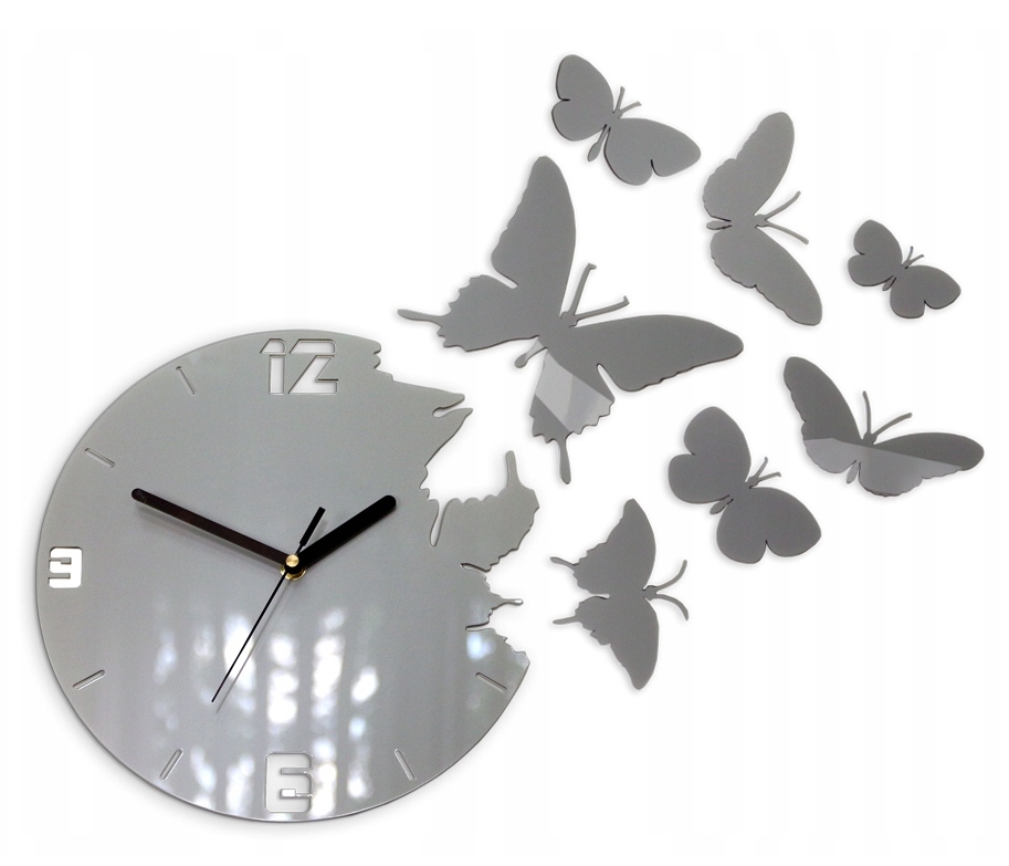 

Duży Zegar Ścienny Motyl Lustro ścianę Nowoczesny