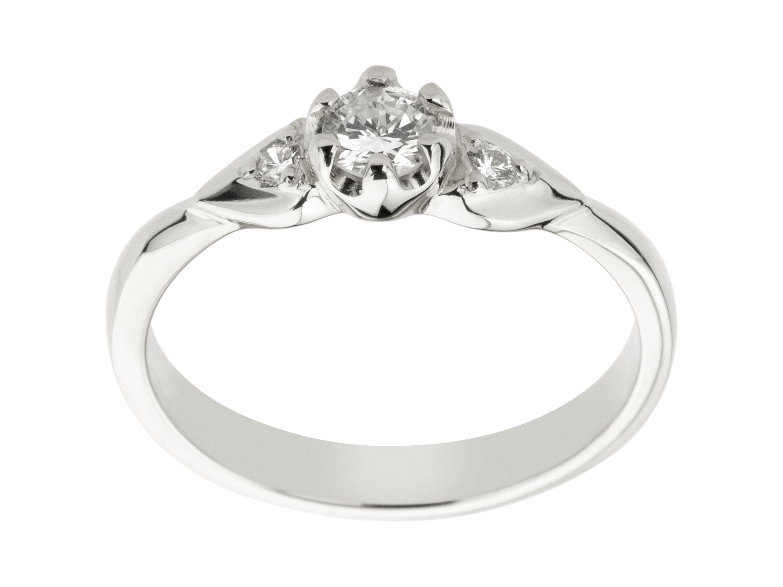 

Pierścionek z 3 Brylantami 0.17ct Białe Złoto