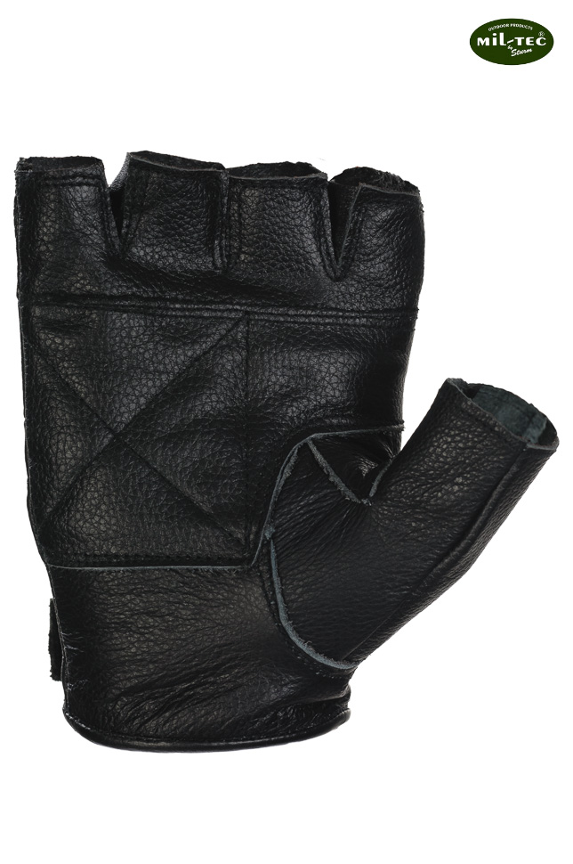 Mil-Tec Rękawice Skórzane Bez Palców Rękawiczki na Rower - Czarne XXL Rozmiar XXL