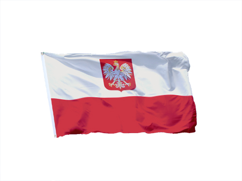 Vlajka Poľska s Emblem 150x90 Poľský znak Poľsko