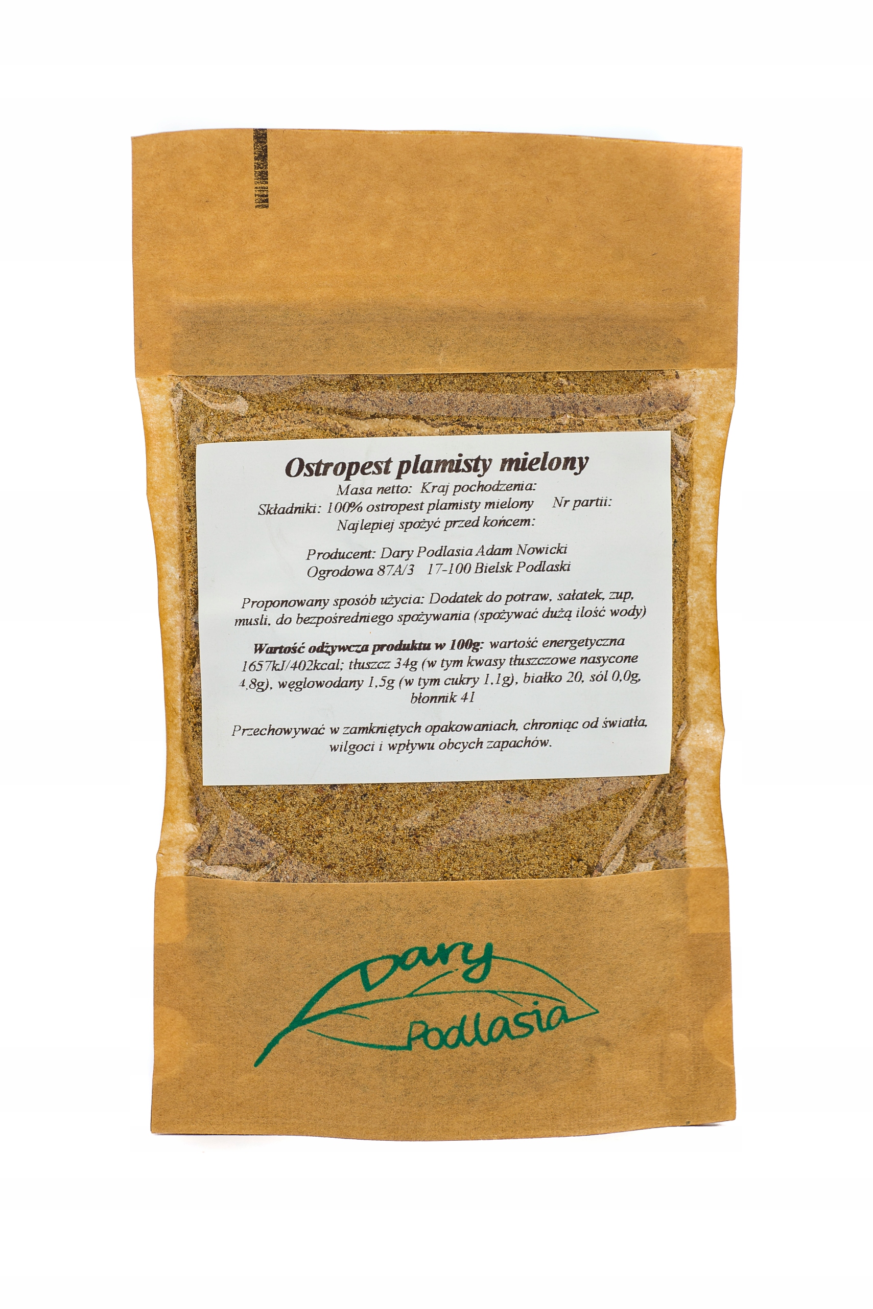 

Ostropest plamisty mielony 500g Dary Podlasia