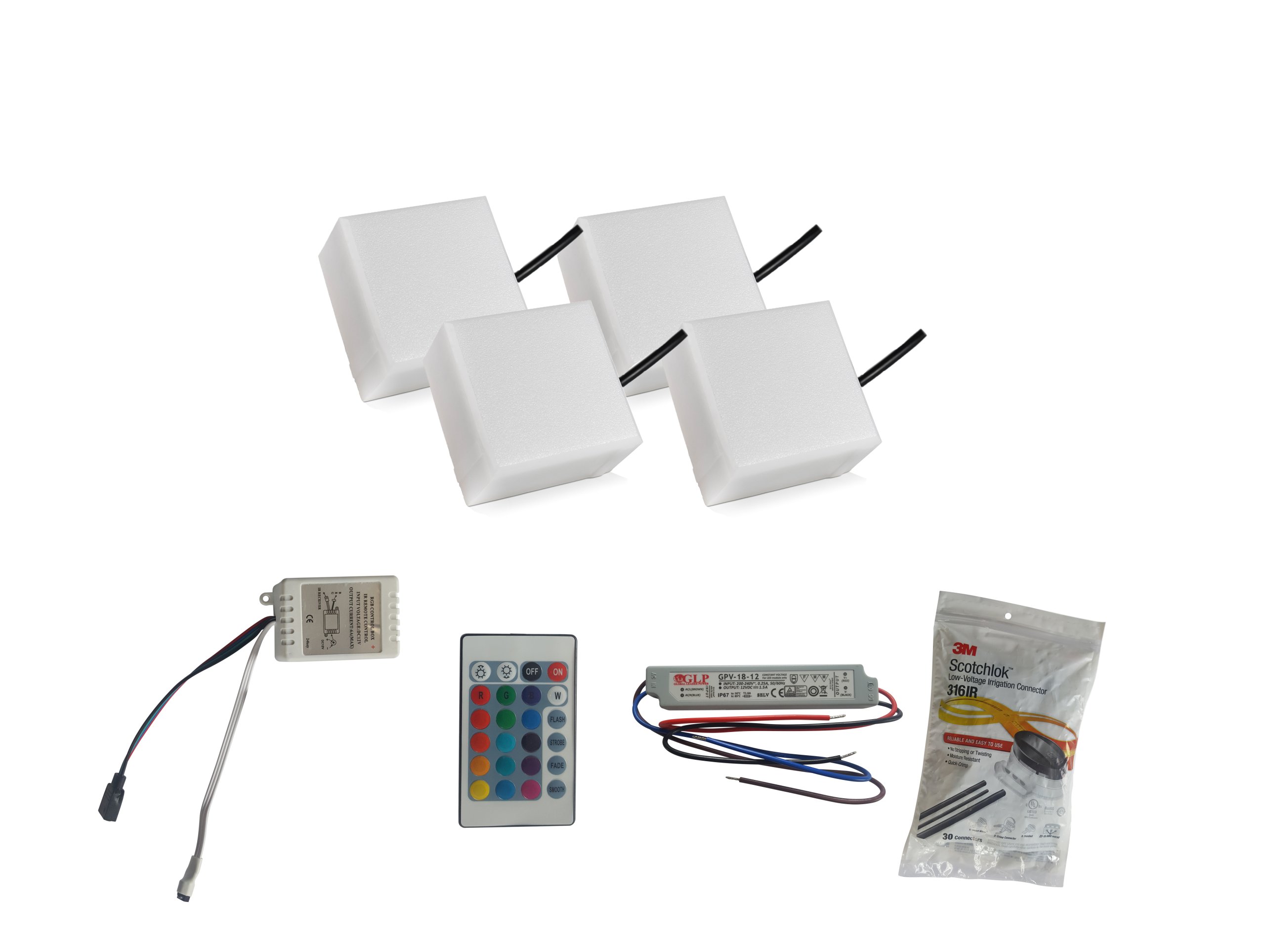 4 x Svietiaca Led dlažobná kocka 14X14 Rgb