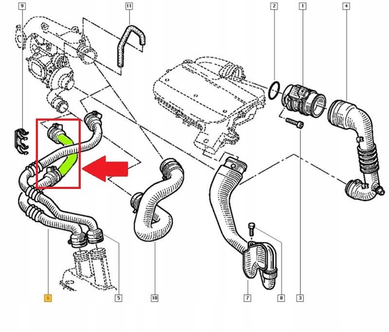 ТРУБКА WAZ TURBO ІНТЕРКУЛЕРА RENAULT SCENIC 1 , 9 DCI Номер каталозі запчастини 2506700009674 foto 3