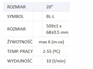 FILTR WKŁAD WĘGLOWY SPIEKANY SLIM 20" 716 Marka Klarwod