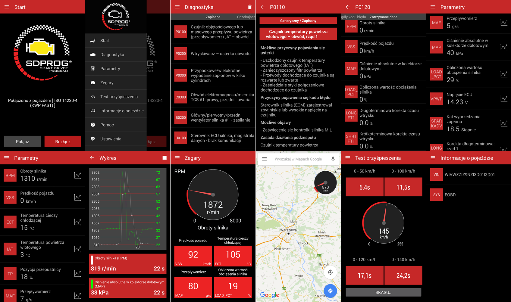 PL SDPROG OBDII + Interfejs iCar PRO WiFi silnik Marka Vgate