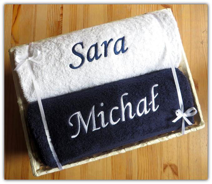 Ręczniki z IMIĘ w KOSZU kosz PREZENT ślub rocznica Kod producenta haft w koszyku wesele zestaw