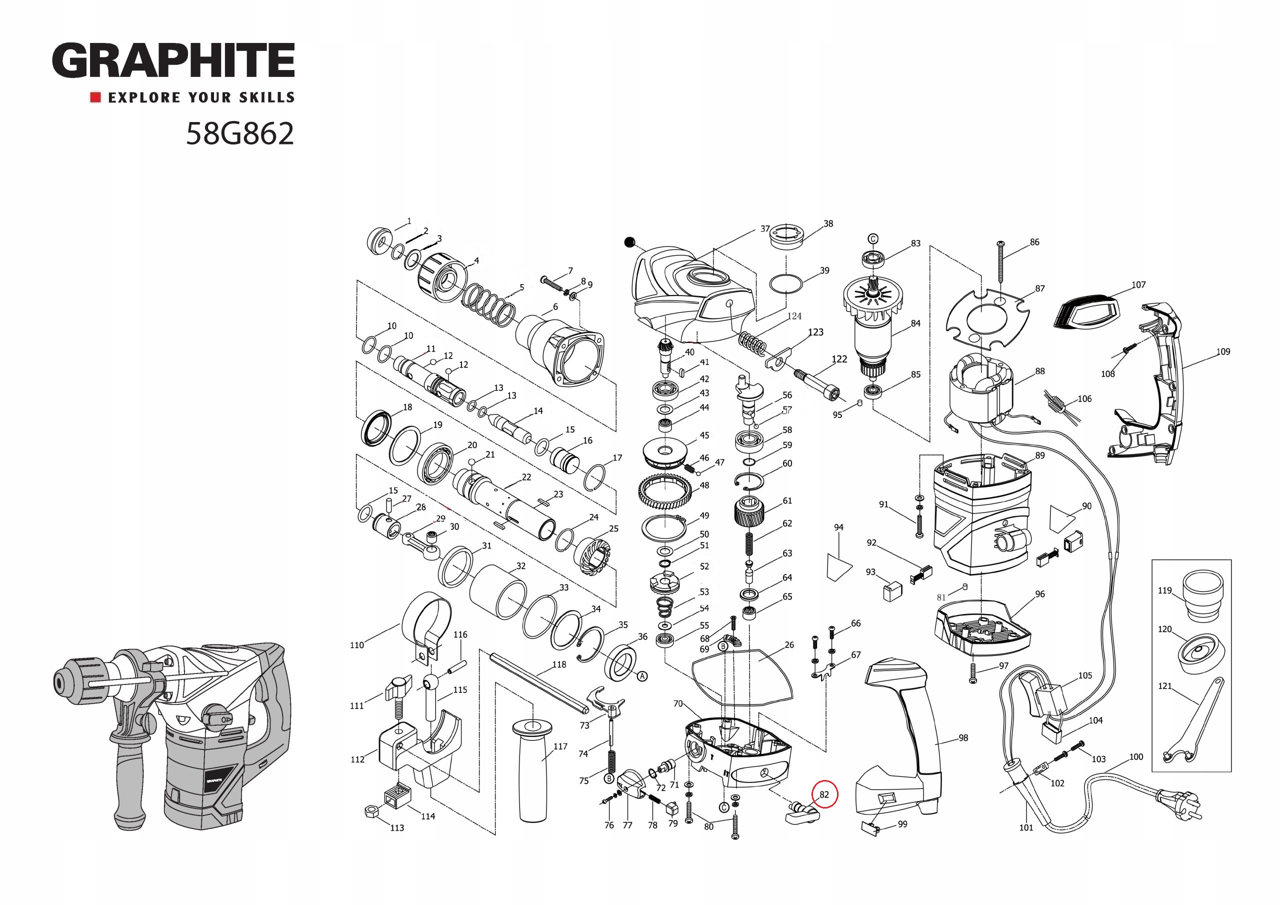 Przełącznik trybu pracy DO MŁOTA UDAROWEGO 58G862 Rodzaj włącznik