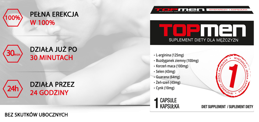 TOPMEN 1 TAB - NA BARDZO MOCNĄ POTENCJĘ EREKCJĘ! Stan opakowania oryginalne
