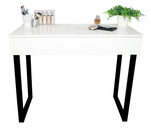 TOALETKA DO WIZAŻU POŁYSK Z SZUFLADĄ METALOWE NÓZK Wysokość mebla 80.5 cm