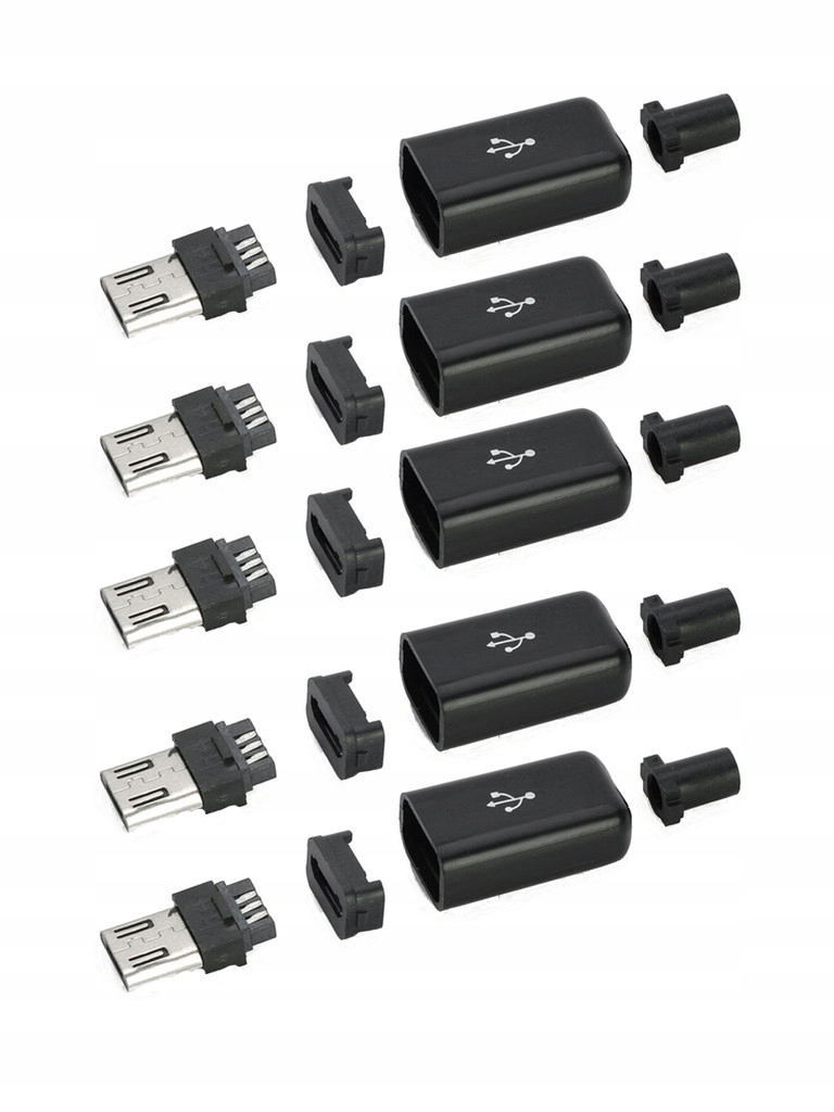 

5 Sztuk Czarny Wtyk Wtyczka Męska Microusb 5PIN