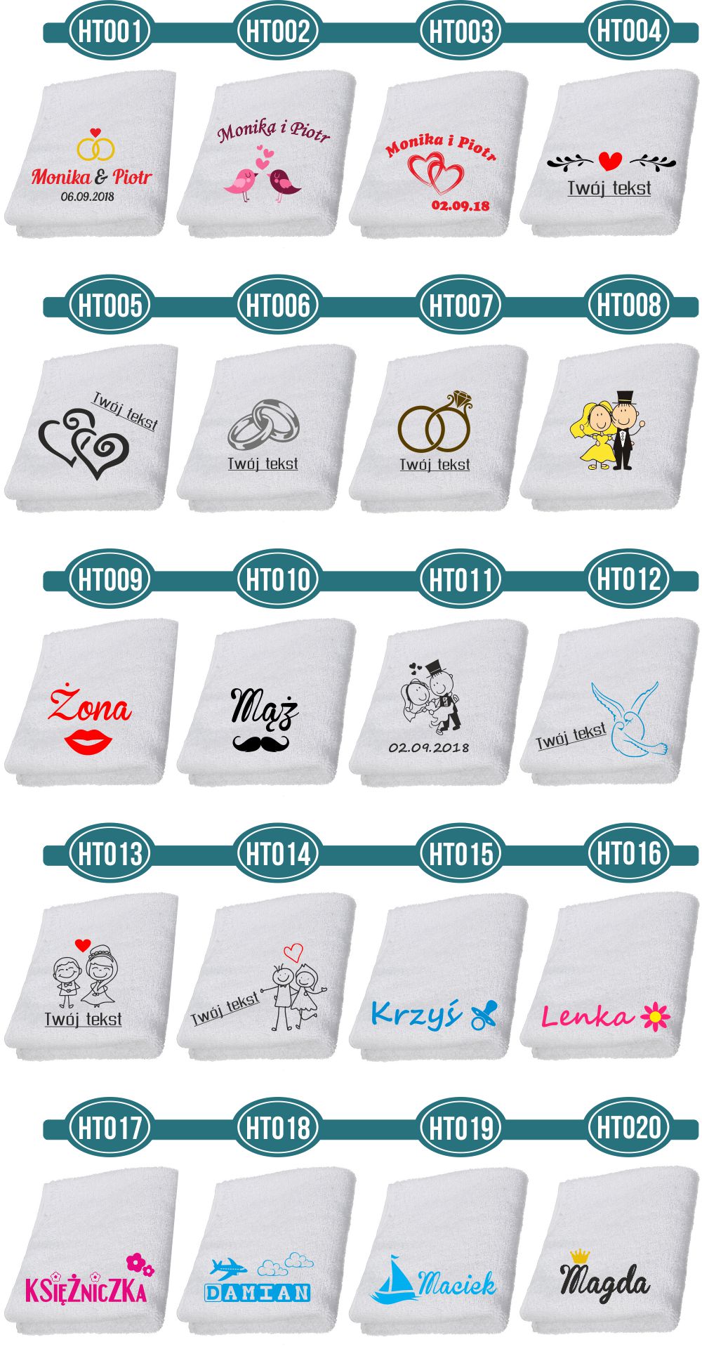 RĘCZNIK Z HAFTEM IMIENIEM napisem dedykacją 140cm Marka inna