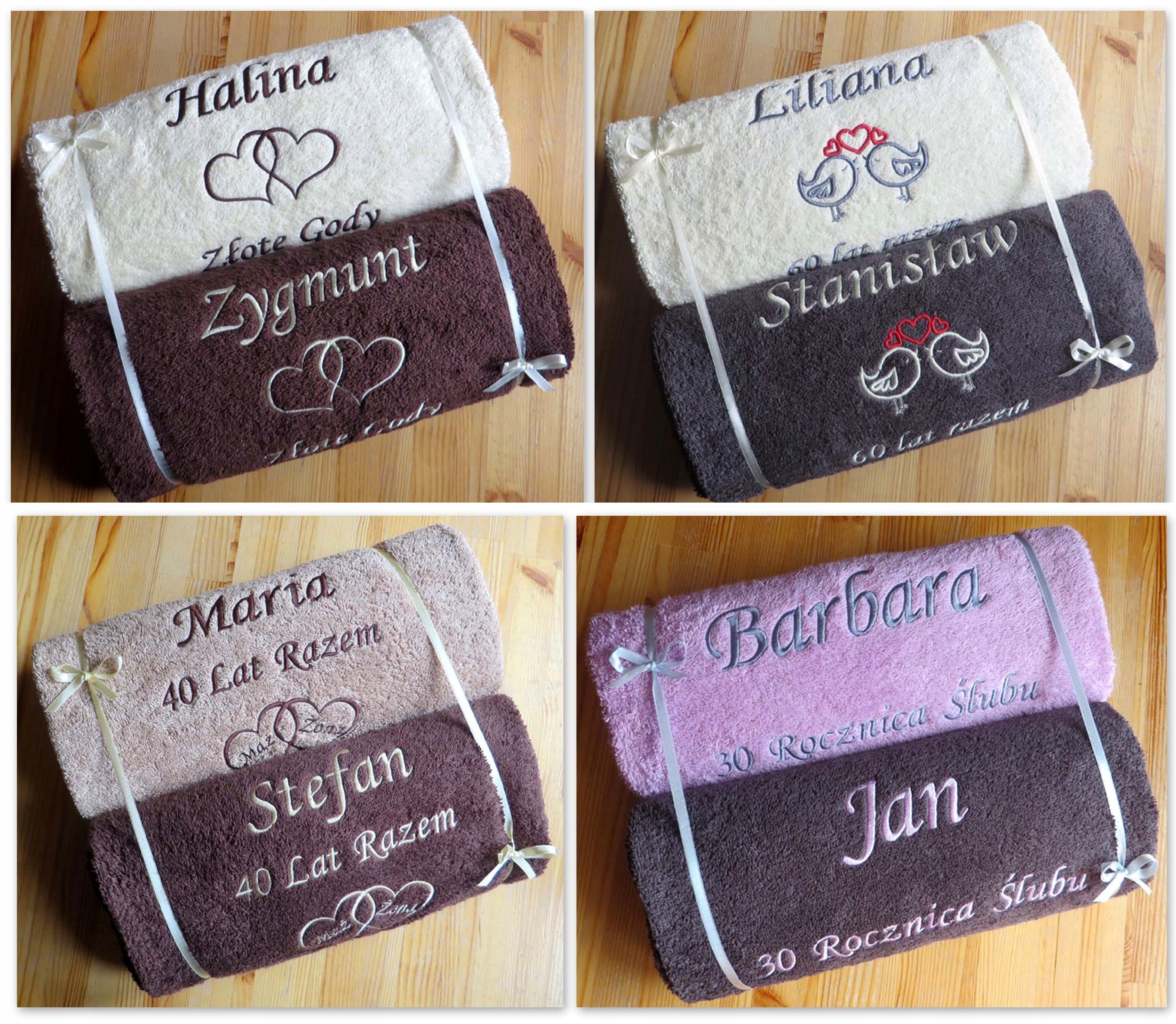 Ręczniki z HAFT prezent ROCZNICA ŚLUBU jubileusz Marka Szydełkowa Kraina