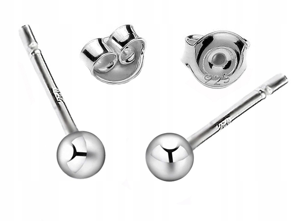 

Kolczyki Srebrne 925 Kule Kulki 3mm