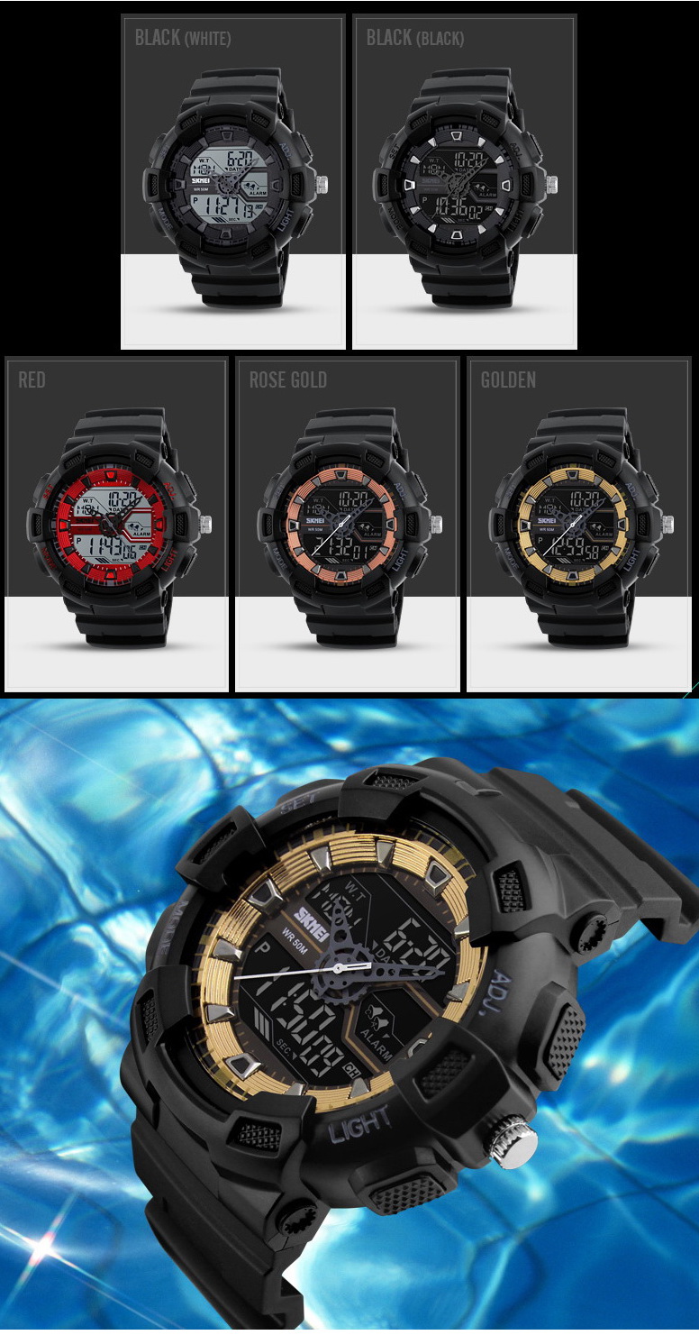 WOJSKOWY ZEGAREK MĘSKI SKMEI S-SHOCK MILITARNY !!! Kształt koperty okrągła