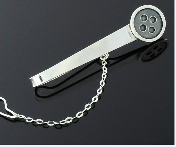 Unikatowa srebrna spinka do krawata GUZIK GUZIKIEM Długość 57 mm