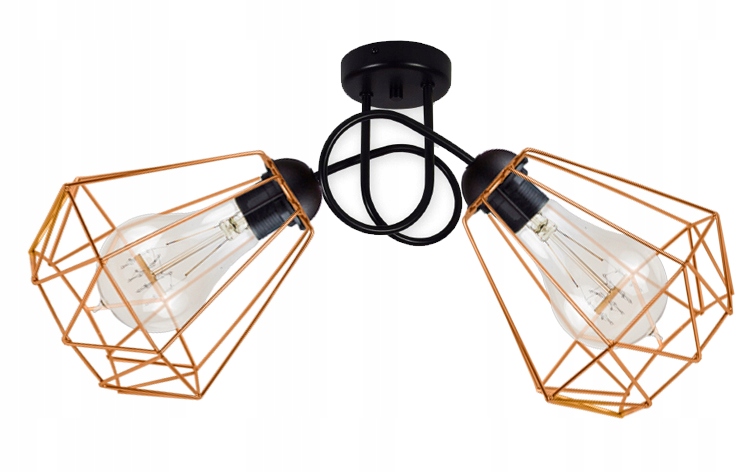 

Modna Sufitowa Lampa Żyrandol Diament Skręt Miedź