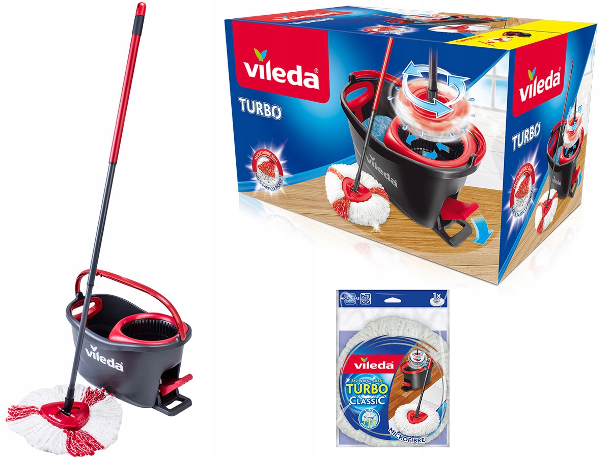 

Vileda Mop Obrotowy Easy Wring Clean Turbo +Zapasy
