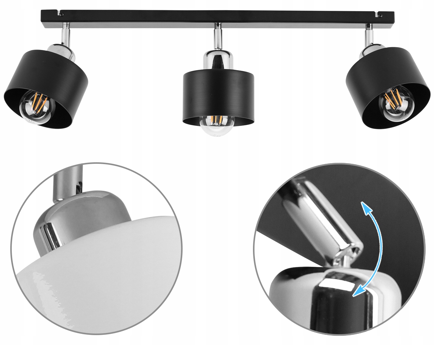 LAMPA WISZĄCA SUFITOWA ŻYRANDOL PLAFON METALOWA Liczba punktów światła 3