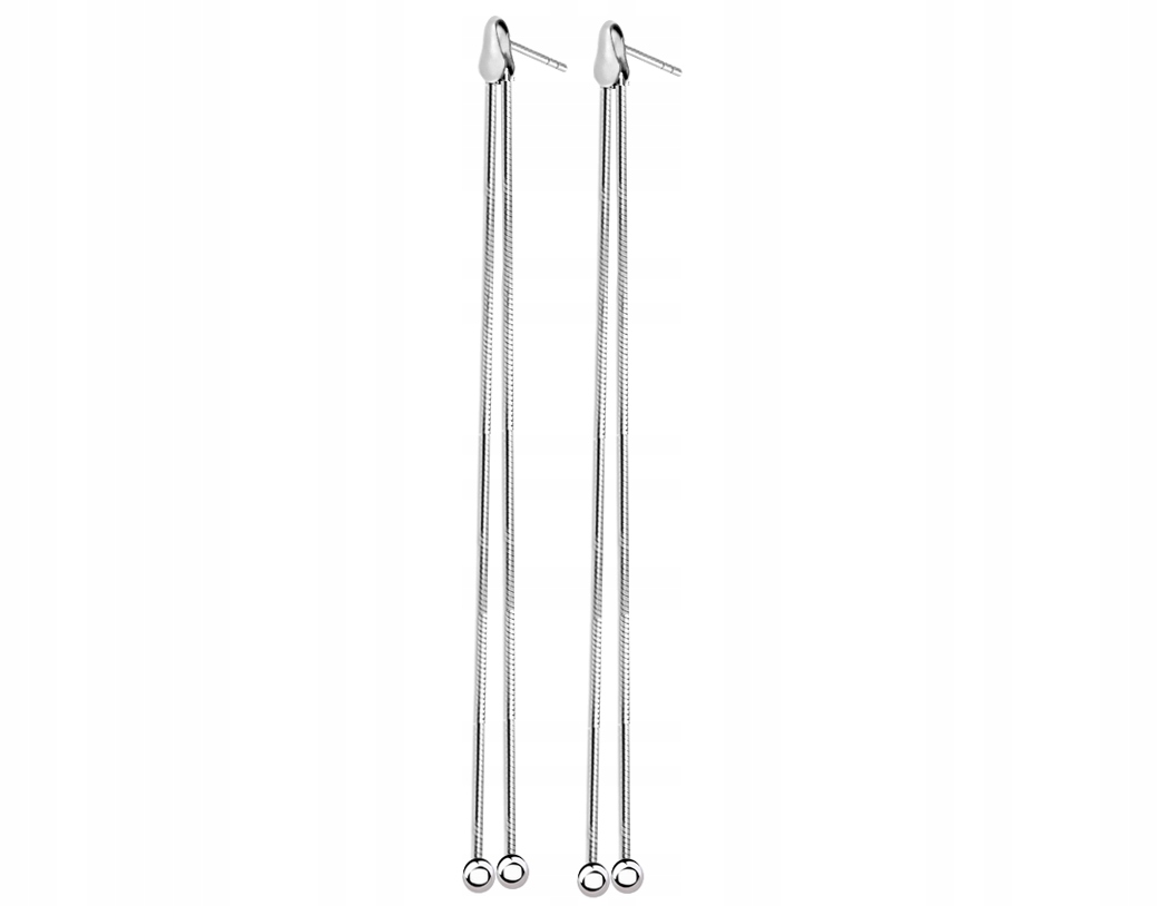 

Wiszące Kolczyki Podwójne Łańcuszki 7cm Kulka 925