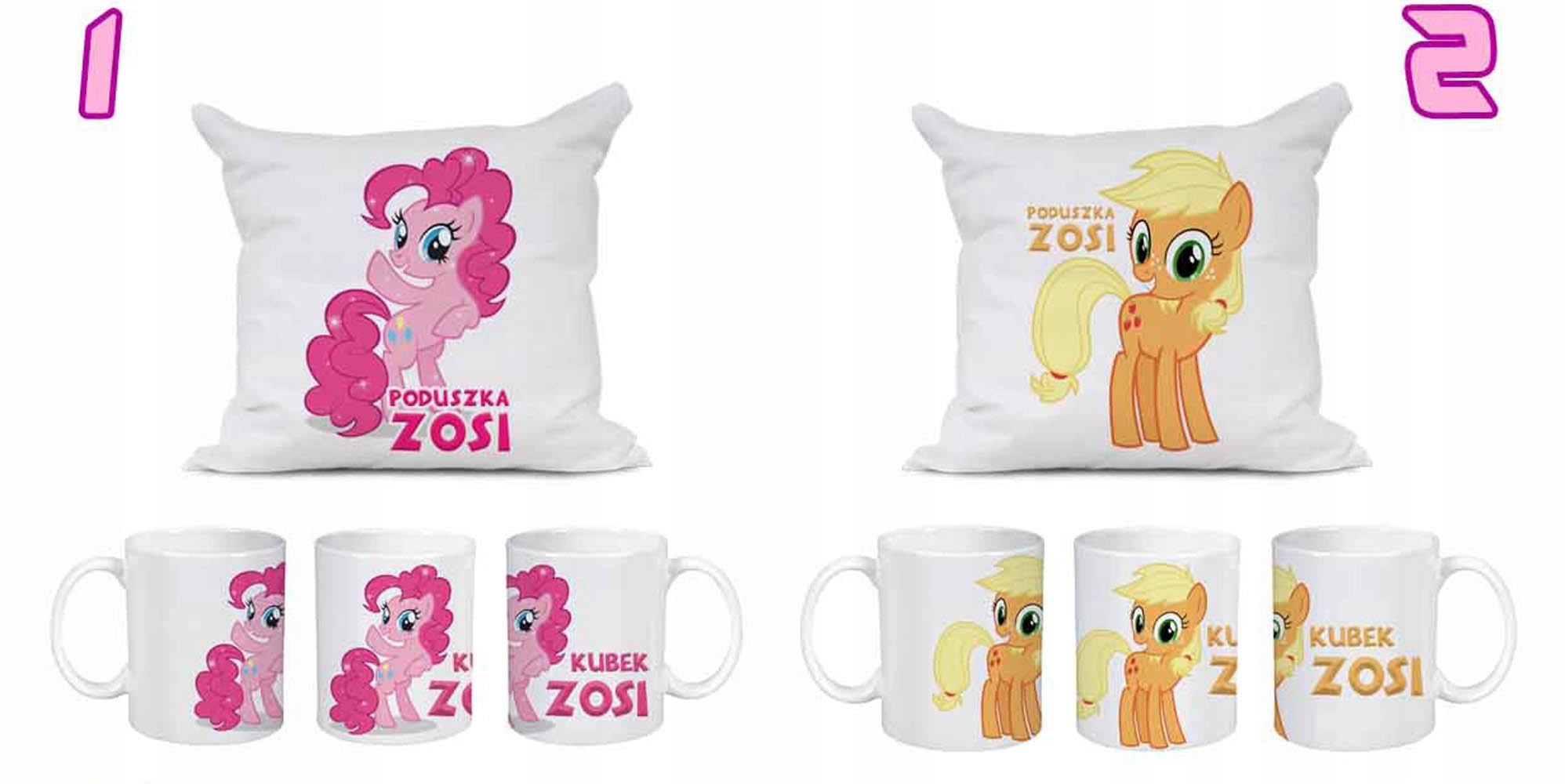 ZESTAW KUBEK + PODUSZKA MY LITTLE PONY IMIĘ GRATIS Wyrób medyczny nie