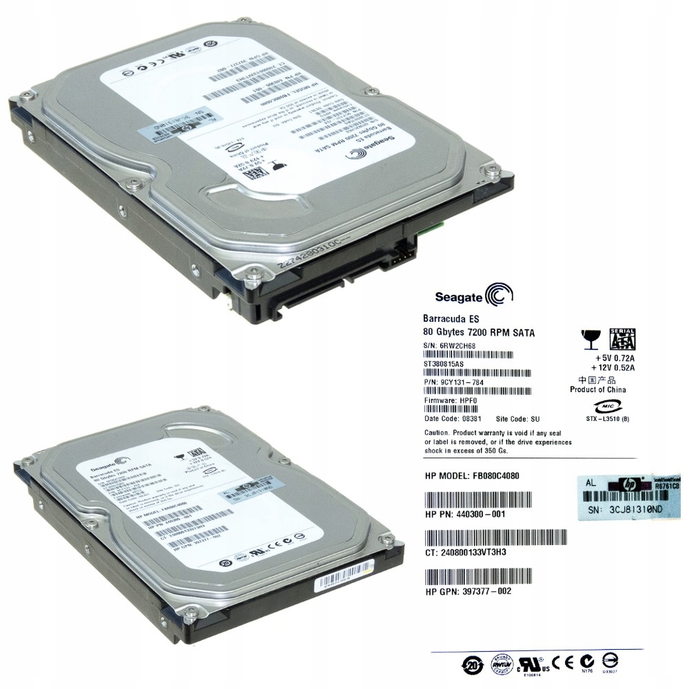 Hdd Hp FB080C4080 80GB Sata 7.2K 3.5'' 440300-001