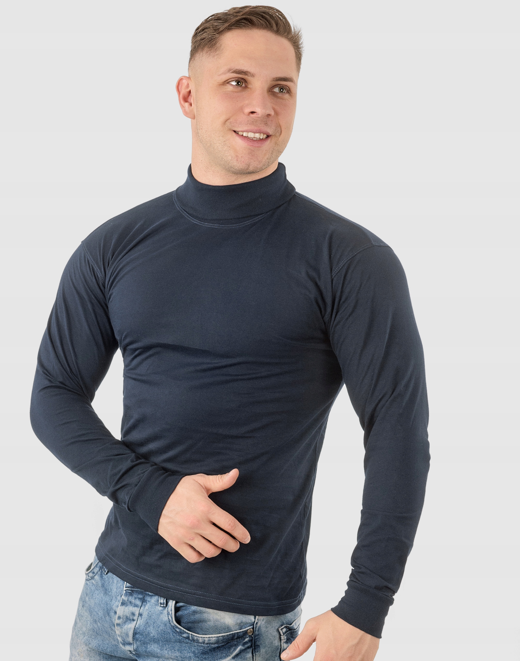 Elegancki Sweter Golf Męski Golfy WXM 4XL granatow Model DNM DELUXE