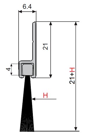 USZCZELNIENIE LISTWOWE ZE SZCZOTKĄ PROFIX L-2000mm H-35mm Marka Fapim