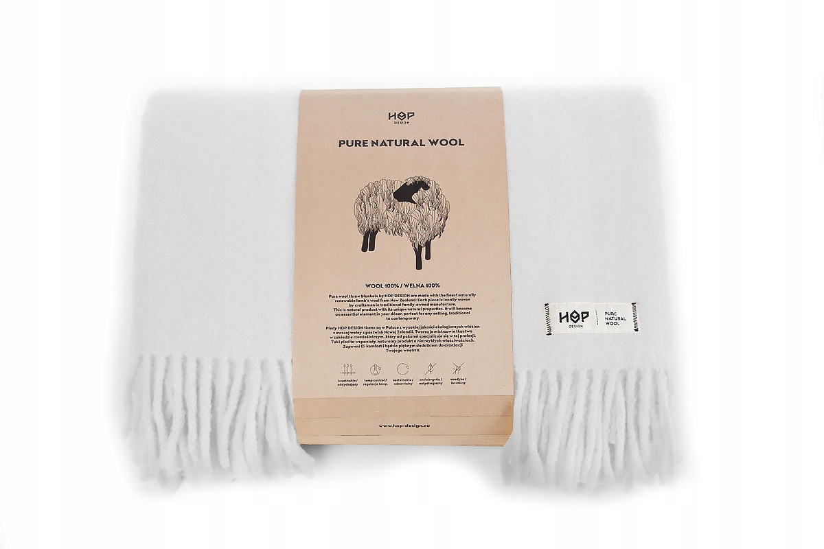 

Koc Yeti Hop Design z czystej wełny 145x205 perła
