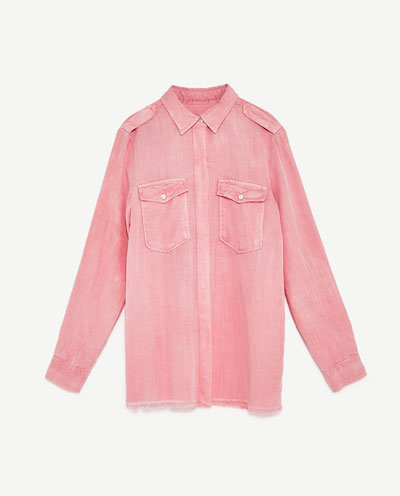 Военная рубашка розовый Zara L / 40 новый