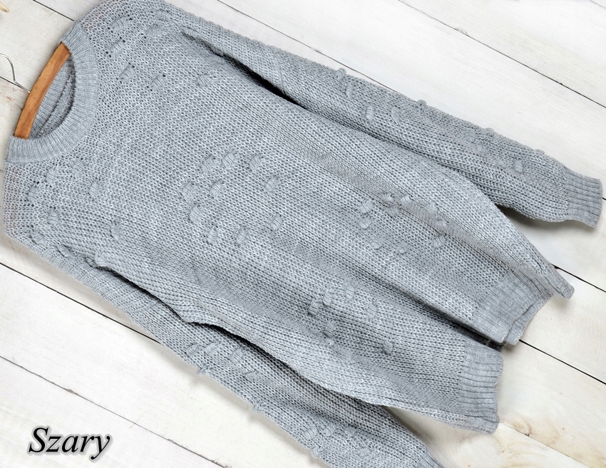 158 CIEPŁY SWETER SWETEREK HEART KLASYK BUBBLES Rozmiar uniwersalny