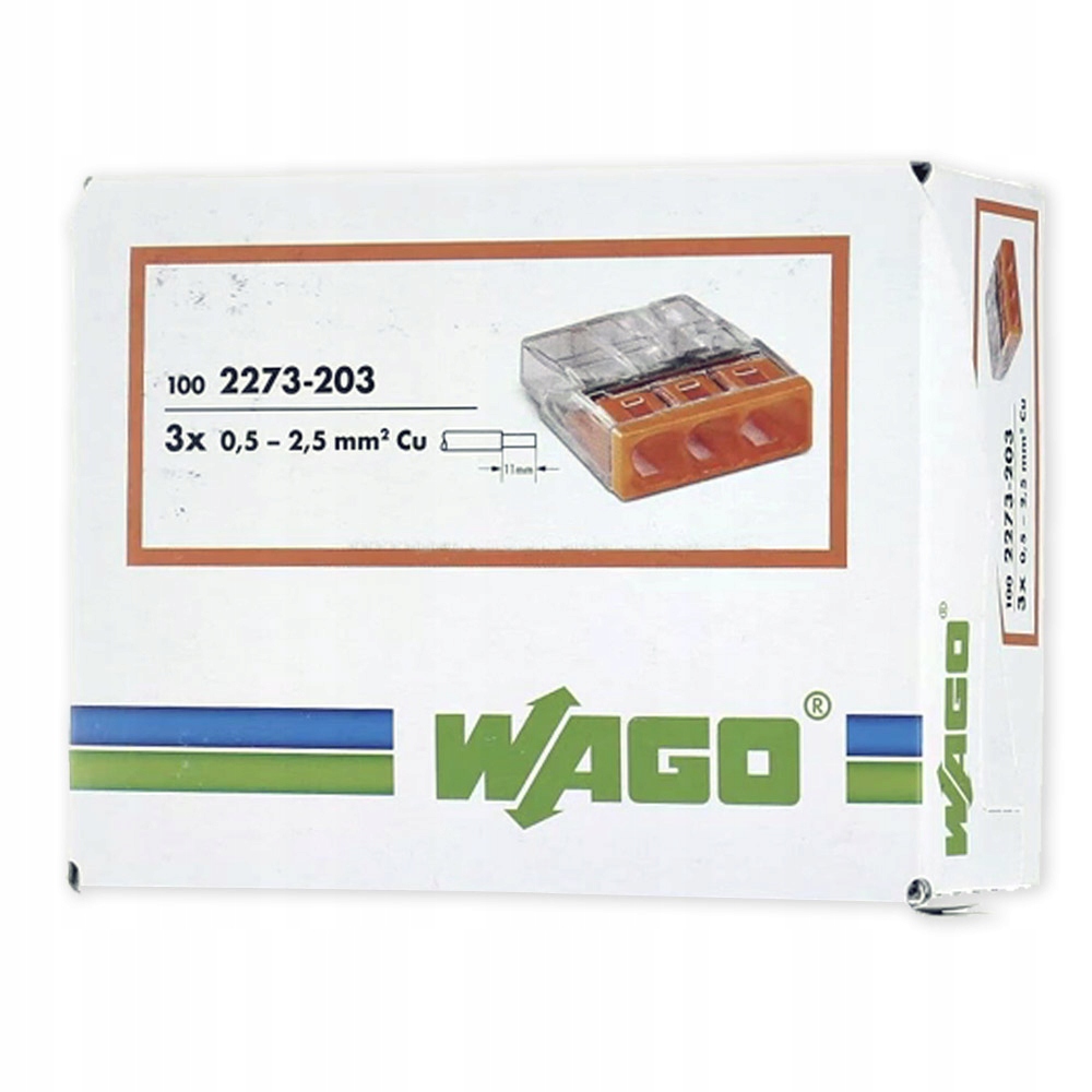

Szybkozłączka Wago Na Drut 3x0,5-2,5mm² 100szt