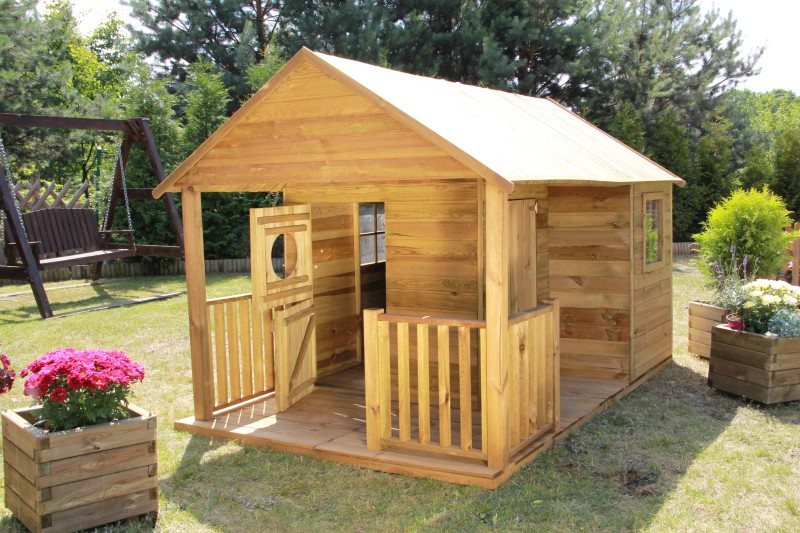 Drewniany domek dla dzieci Szymon 4iQ Materiał drewno
