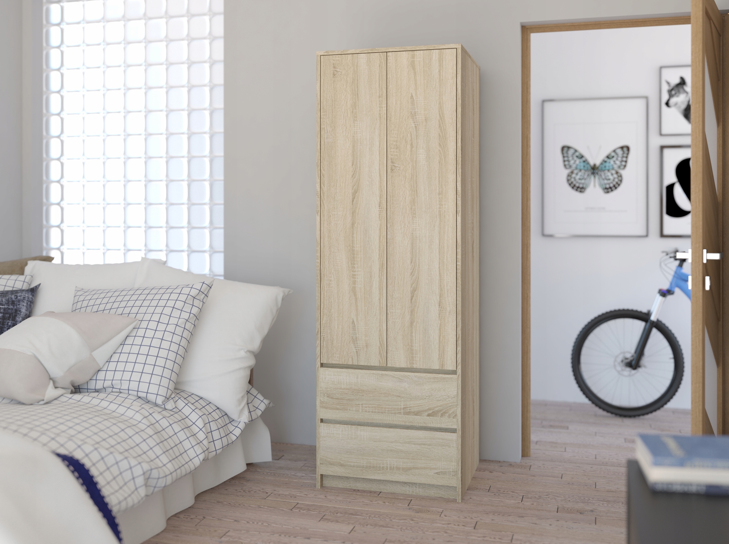 SZAFA MŁODZIEŻOWA BIUROWA 2 SZUFLADY Sonoma B-6 Marka Mobene